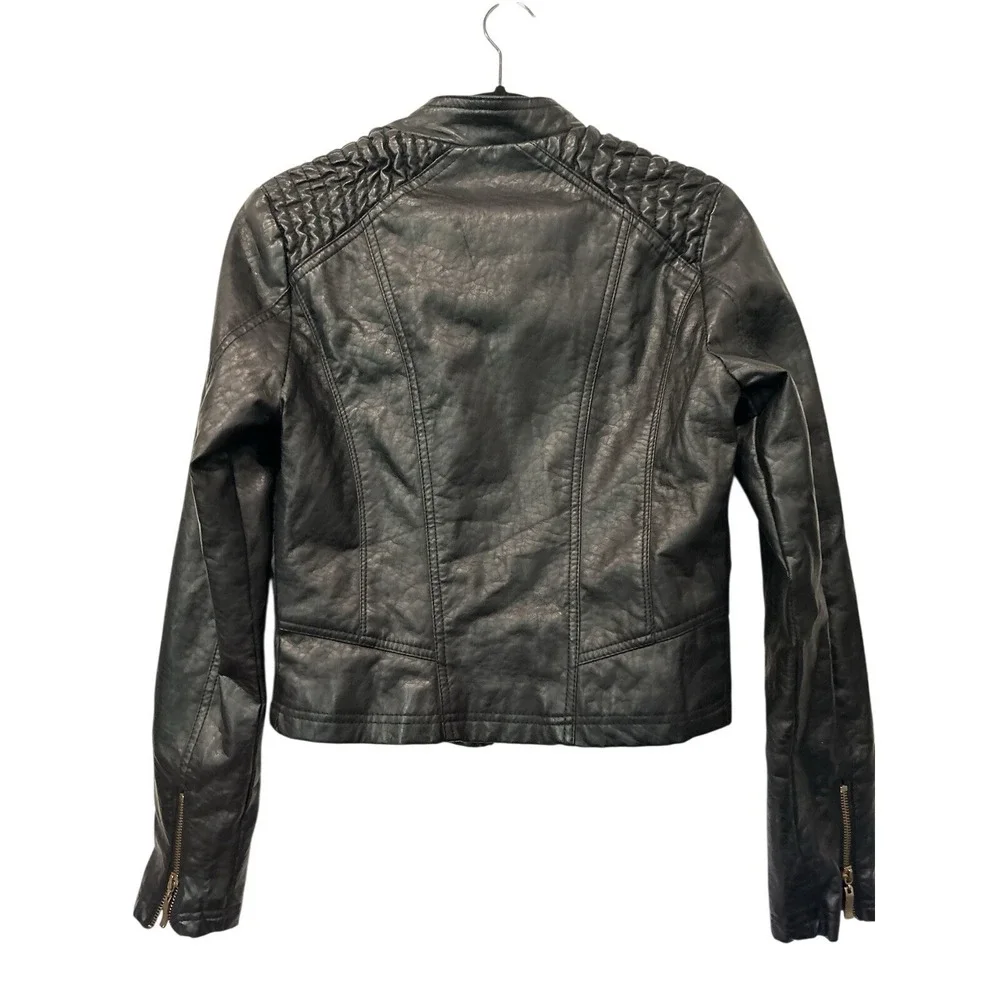 Charlotte Russe Faux‎ Leather Jacket Size Medium Leopard print inside